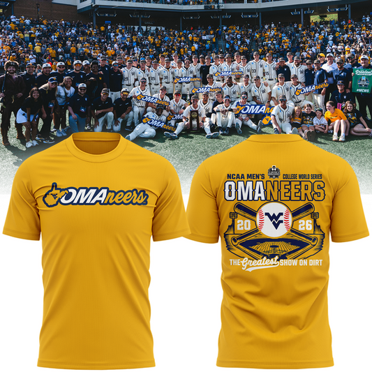 West Virginia Mountaineers 2026 NCAA Baseball Men's College World Series Omaneers Yellow T-Shirt