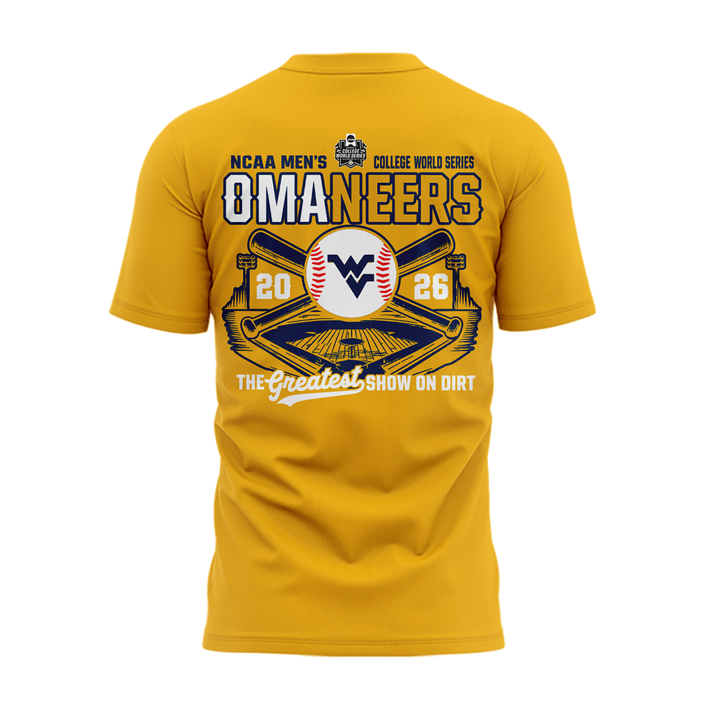 West Virginia Mountaineers 2026 NCAA Baseball Men's College World Series Omaneers Yellow T-Shirt