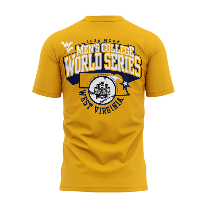 West Virginia Mountaineers 2026 NCAA Baseball Men's College World Series Omaneers Yellow T-Shirt