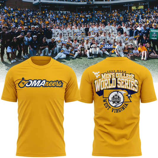 West Virginia Mountaineers 2026 NCAA Baseball Men's College World Series Omaneers Yellow T-Shirt