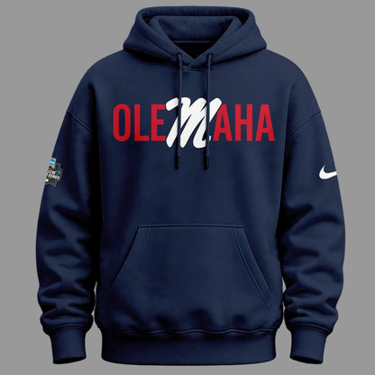Limited Edition "Olemaha" Navy Hoodie Ole Miss Baseball CWS2026