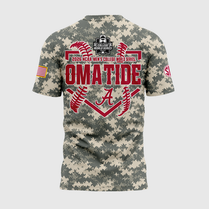 Alabama Crimson Tide 2026 Baseball College World Series OmaTide Camo T-Shirt