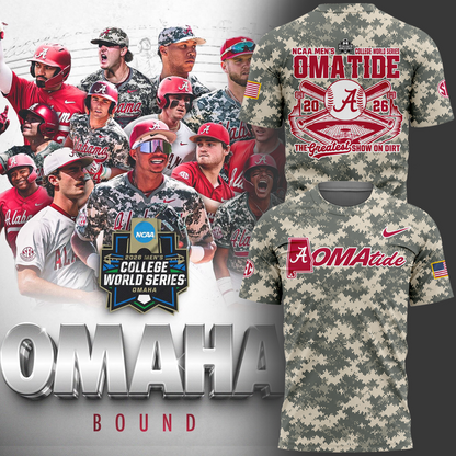 Alabama Crimson Tide 2026 Baseball College World Series OmaTide Camo T-Shirt