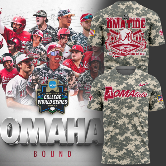Alabama Crimson Tide 2026 Baseball College World Series OmaTide Camo T-Shirt