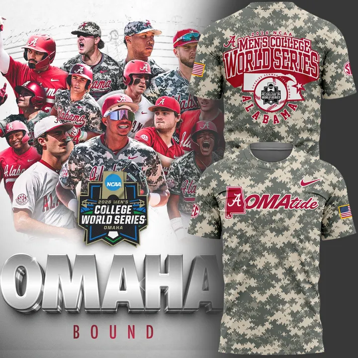 Alabama Crimson Tide 2026 Baseball College World Series OmaTide Camo T-Shirt