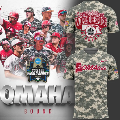 Alabama Crimson Tide 2026 Baseball College World Series OmaTide Camo T-Shirt