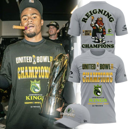 Louisville Kings 2026 United Bowl Champions Gray T-Shirt v2