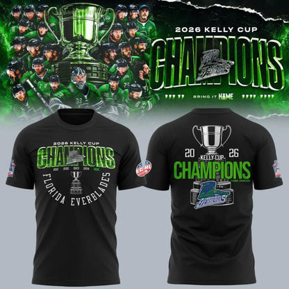 Florida Everblades Blue 2026 Kelly Cup Champions T-Shirt
