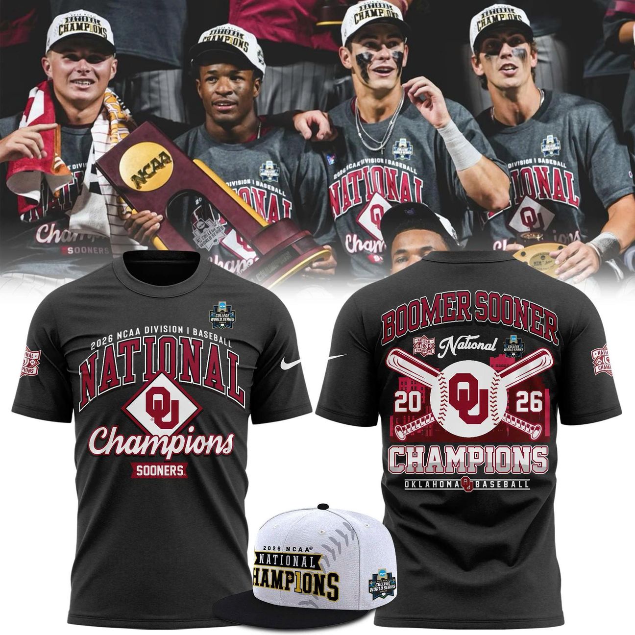 Oklahoma Sooners Baseball 2026 National Champions Tee