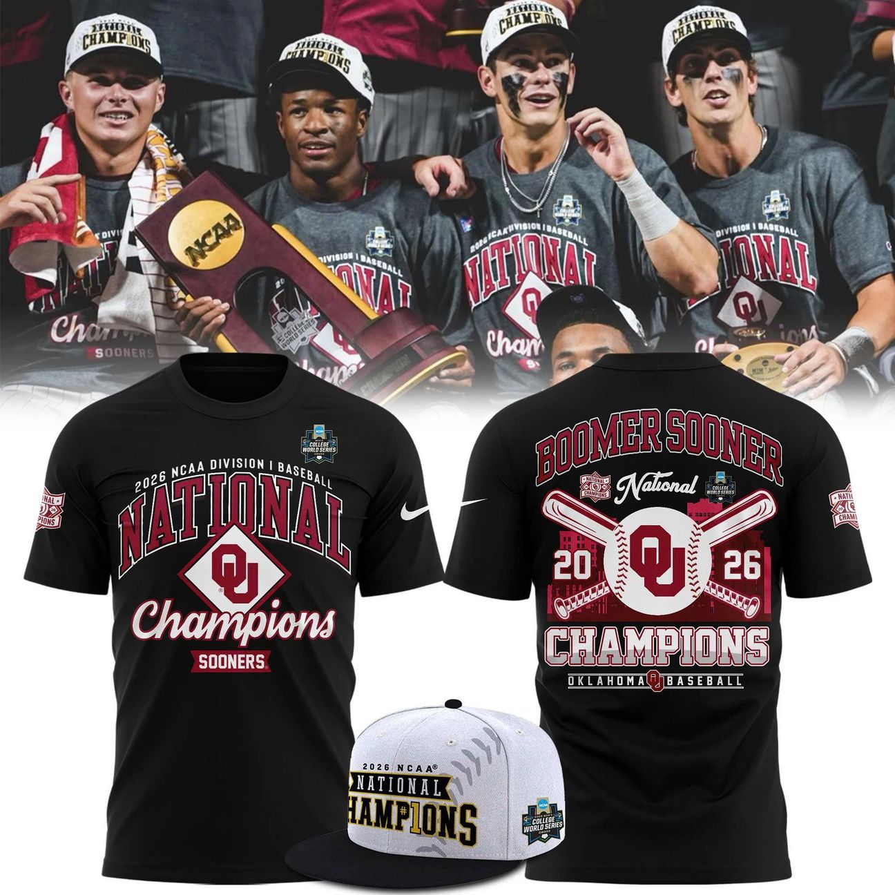 Oklahoma Sooners Baseball 2026 National Champions Tee