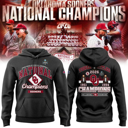 Oklahoma Sooners 2026 Baseball National Champions Locker Room Hoodie