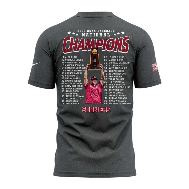 Oklahoma Sooners Baseball National Champions 2026 T-Shirt