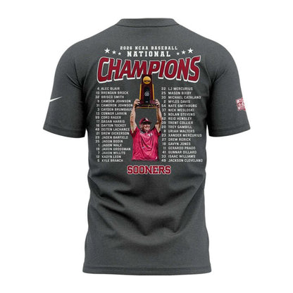 Oklahoma Sooners Baseball National Champions 2026 T-Shirt