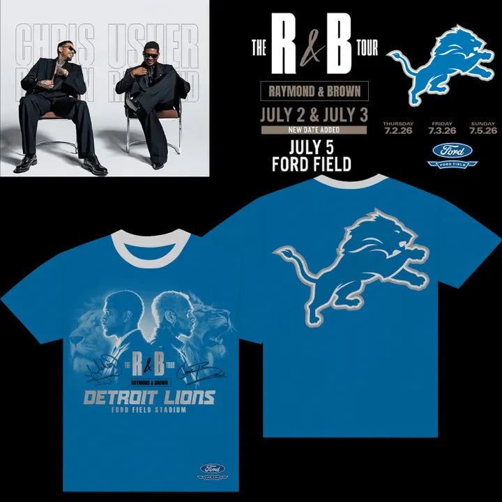 Detroit Lions x Usher & Chris Brown: The R&B Tour - Ford Field stadium black tee