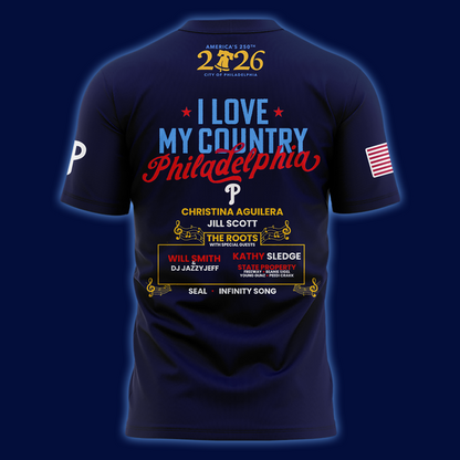 Philadelphia Phillies Celebrate America's 250th Birthday in Philly Navy Tshirt
