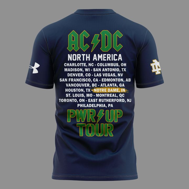 001. New Perfect Tshirt AC/DC x Notre Dame Football - Power Up Tour 2026 T-Shirt