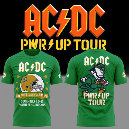 001. New Tshirt AC/DC x Notre Dame Football - Power Up Tour 2026 T-Shirt
