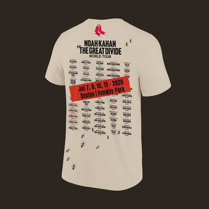 2026 Exclusive T-Shirt Signatures Print Noah Kahan x Boston Red Sox "THE GREAT DIVIDE WORLD TOUR"