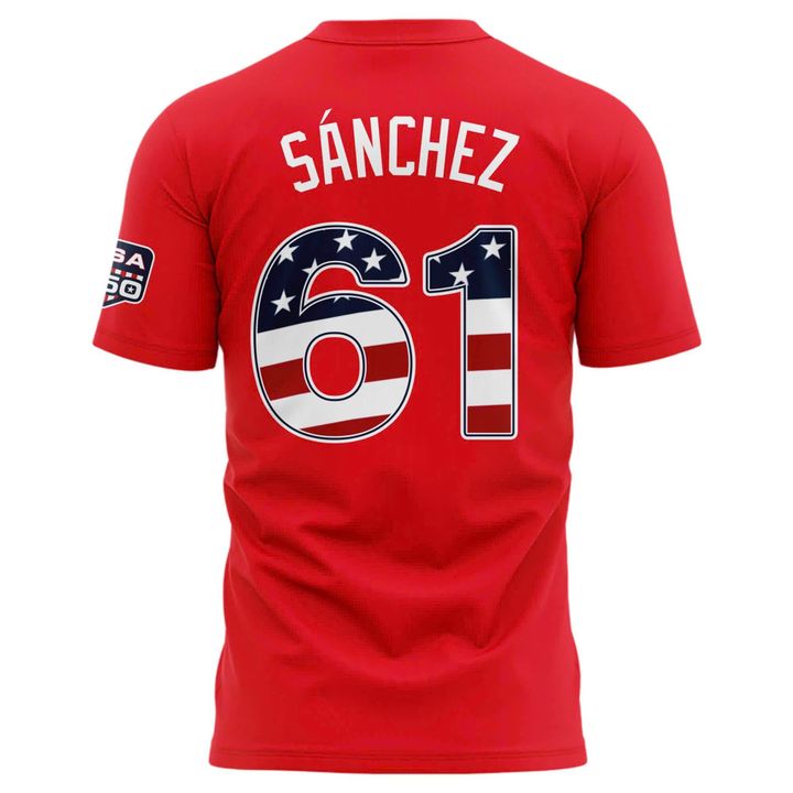 2026 All-Star Game Men's National League Cristopher Sánchez Nike Red Name & Number T-Shirt