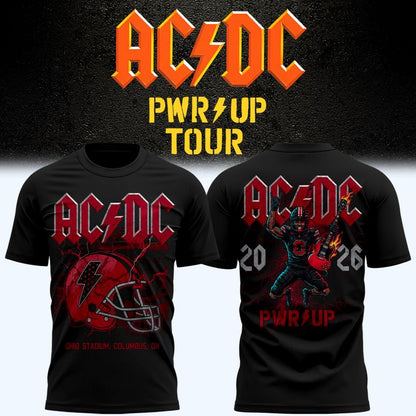 AC/DC x Ohio State Buckeyes Football - Power Up Tour 2026 Black T-Shirt