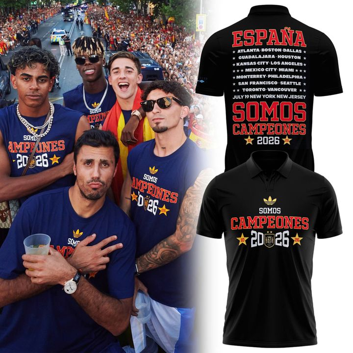 Spain World Cup 2026 Champions Polo Shirt - Navy Blue Somos Campeones Soccer Polo - Unisex Graphic Collar Tee