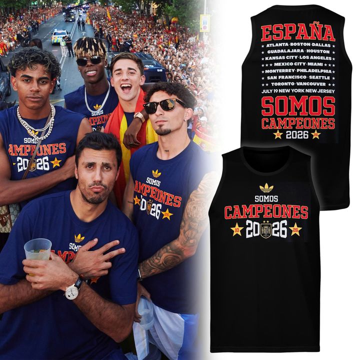 Spain World Cup 2026 Champions Sleeveless Shirt - Navy Blue Somos Campeones Soccer Tee