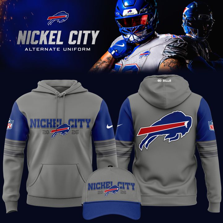 Nike Gray Blue Buffalo Bills Nickel City Game Hoodie