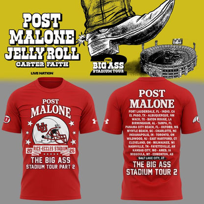 01. Post Malone x Utah Football - THE BIG ASS Stadium Tour Part 2 T-Shirt