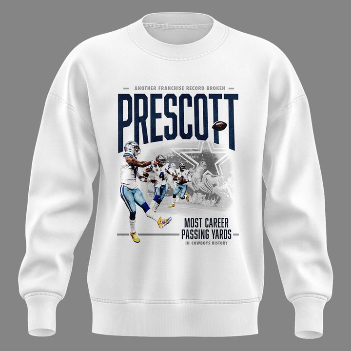 Special Edition Dak Prescott Sweatshirt Signatures Print for Dallas Cowboys fans