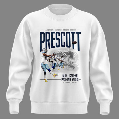 Special Edition Dak Prescott Sweatshirt Signatures Print for Dallas Cowboys fans