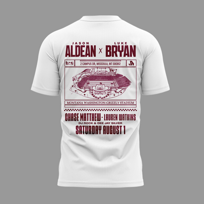 Limited Edition Montana Grizzlies x Jason Aldean And Luke Bryan White Tshirt