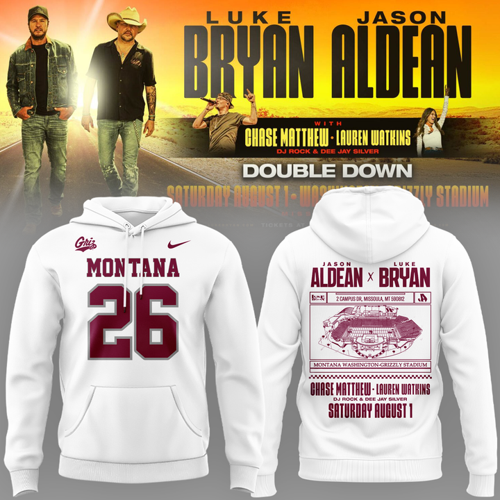 Limited Edition Montana Grizzlies x Jason Aldean And Luke Bryan Gray Hoodie