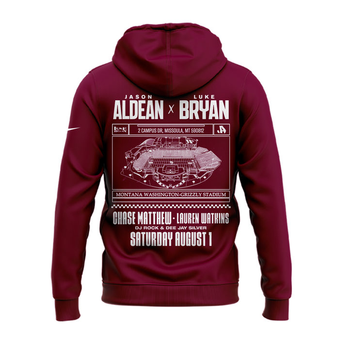 Limited Edition Montana Grizzlies x Jason Aldean And Luke Bryan Zip Hoodie