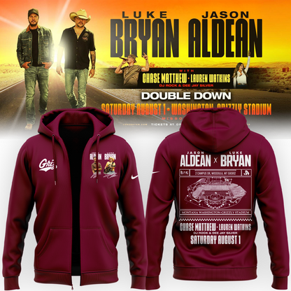 Limited Edition Montana Grizzlies x Jason Aldean And Luke Bryan Zip Hoodie