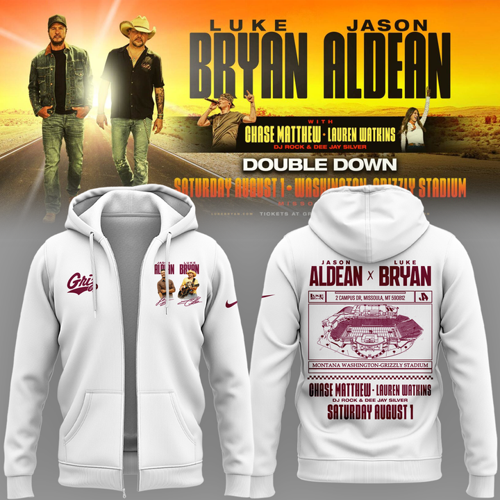 Limited Edition Montana Grizzlies x Jason Aldean And Luke Bryan Zip Hoodie
