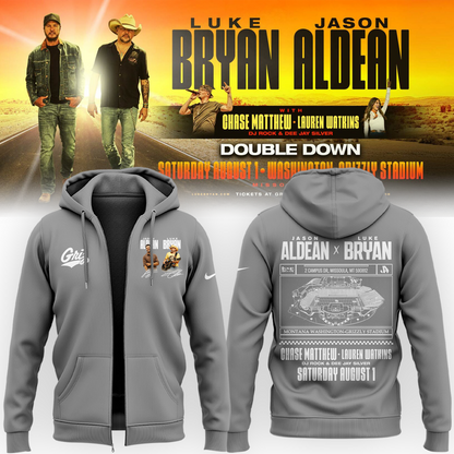Limited Edition Montana Grizzlies x Jason Aldean And Luke Bryan Zip Hoodie