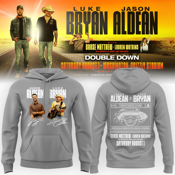 1.Limited Edition Montana Grizzlies x Jason Aldean And Luke Bryan Gray Hoodie