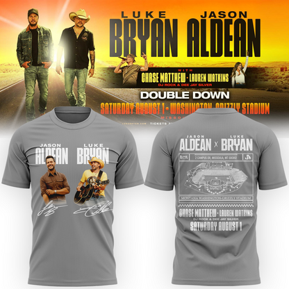 1.Limited Edition Montana Grizzlies x Jason Aldean And Luke Bryan Gray Tshirt