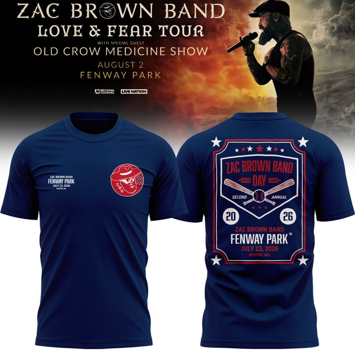 Zac Brown Band x Boston Red Sox Fenway Park - Love & Fear Tour Navy Tee