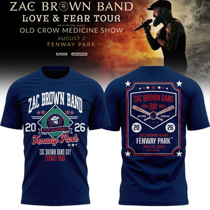 2. Zac Brown Band x Boston Red Sox Fenway Park - Love & Fear Tour Navy Tee