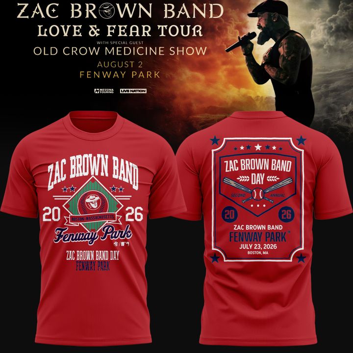 2. Zac Brown Band x Boston Red Sox Fenway Park - Love & Fear Tour Red Tee