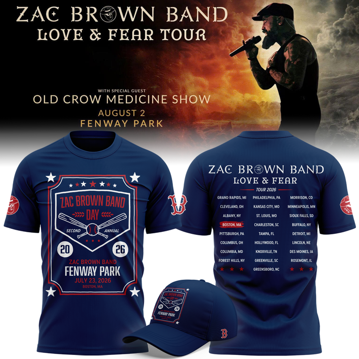 01.Zac Brown Band X Boston Red Sox -Love & Fear Tour 2026 Tshirt