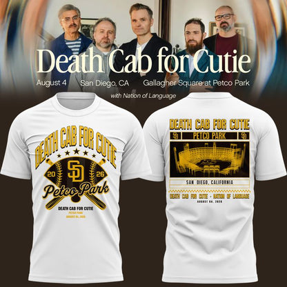 Death Cab for Cutie: I Built You A Tower World Tour x San Diego Padres White Tshirt