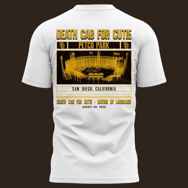 Death Cab for Cutie: I Built You A Tower World Tour x San Diego Padres White Tshirt