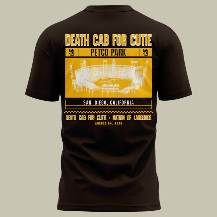 Death Cab for Cutie: I Built You A Tower World Tour x San Diego Padres Brown Tshirt