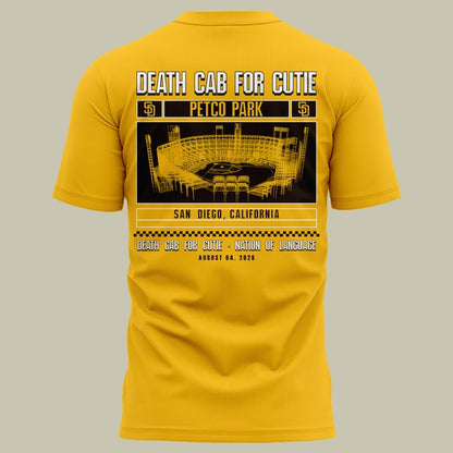 Death Cab for Cutie: I Built You A Tower World Tour x San Diego Padres Yellow Tshirt