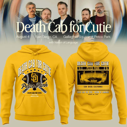 Death Cab for Cutie: I Built You A Tower World Tour x San Diego Padres Yellow Hoodie