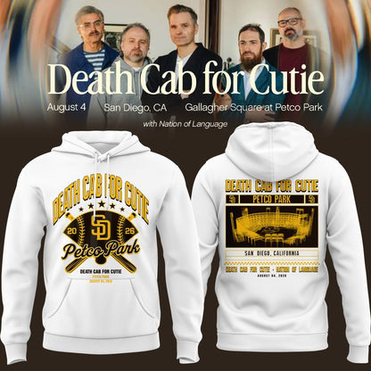 Death Cab for Cutie: I Built You A Tower World Tour x San Diego Padres White Hoodie