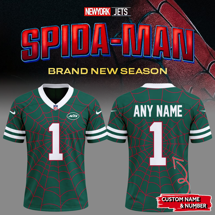Limited Edition New York Jets x Spider-Man Football Jersey 2026