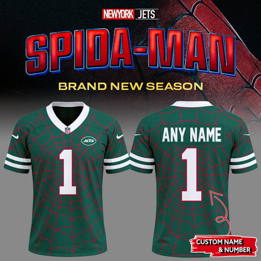 Limited Edition New York Jets x Spider-Man Football Jersey 2026